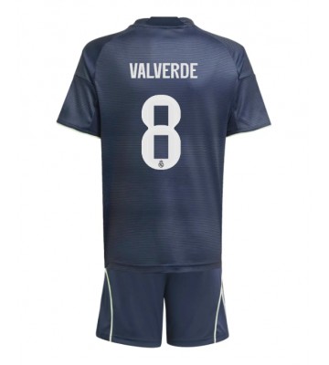 Real Madrid Federico Valverde #8 Replik Auswärtstrikot Kinder 2025-26 Kurzarm (+ Kurze Hosen)